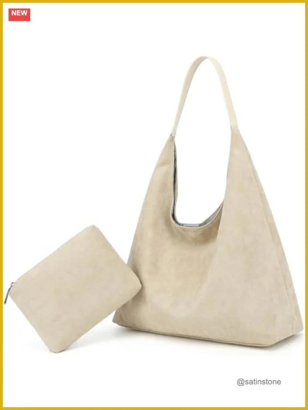 Faux Suede Slouchy Hobo Bag with Removable Cosmetic Pouch